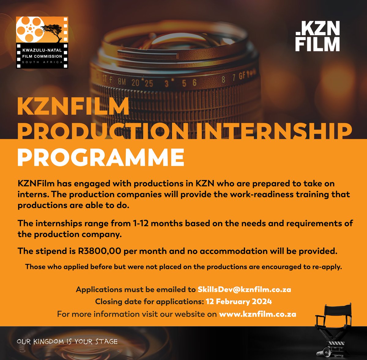FilmInKZN's tweet image. Application  For Production Internship Programme is now open.
 
For more information on how to apply, kindly review the below Linktree link.
 
linktr.ee/kznfilm?utm_so…
 
Please submit your application before the closing date: 12 February 2024.
#KZNFilm
#ProductionInternship