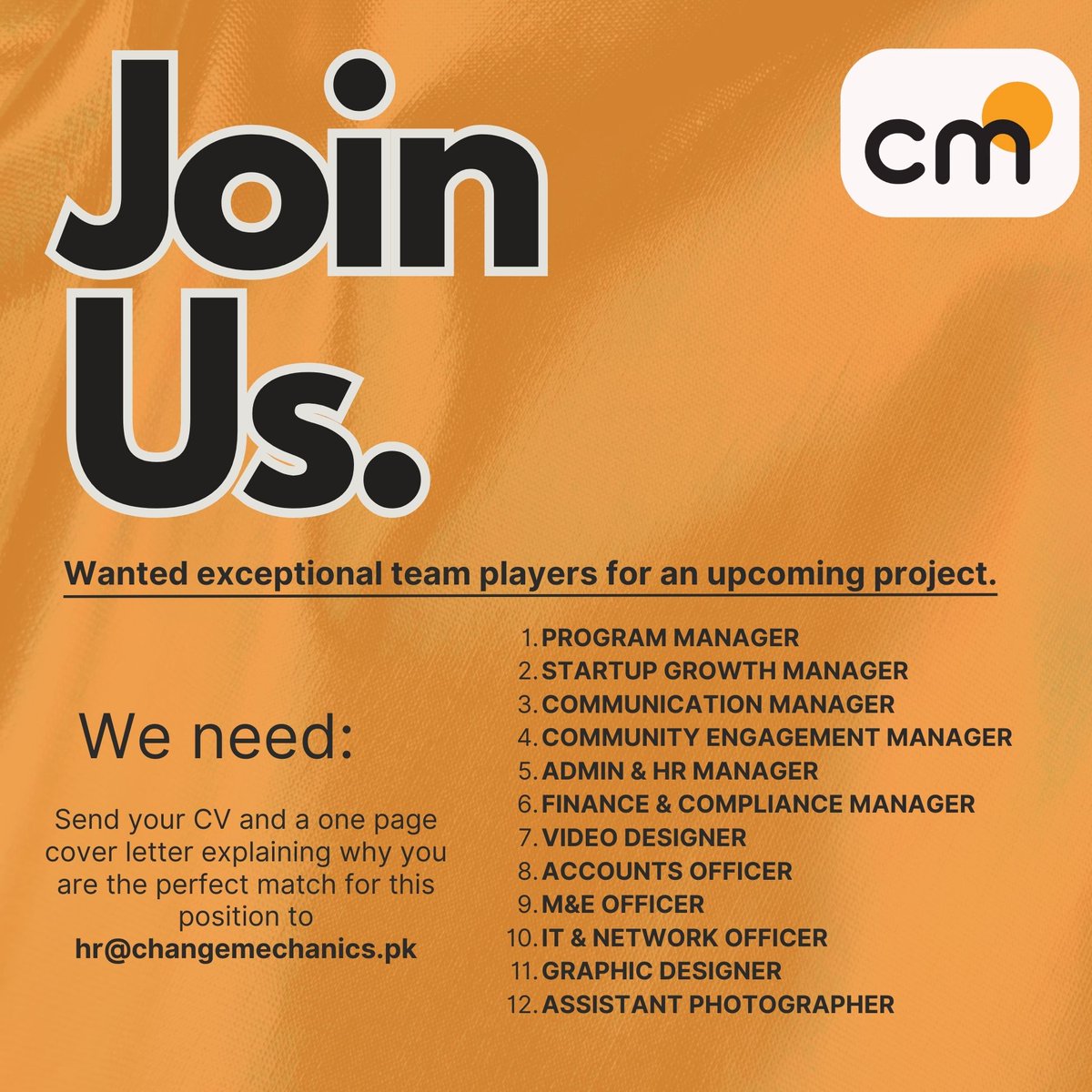 Sayyed Ahmad Masud (@sayyed) on Twitter photo Change Mechanics is hiring. Full time Islamabad based positions for an upcoming project. Apply Now to hr@changemechanics.pk
#JobAlert #HIRINGNOW #Islamabadjobs #startupecosystem #startups Change Mechanics is hiring. Full time Islamabad based positions for an upcoming project. Apply Now to hr@changemechanics.pk
#JobAlert #HIRINGNOW #Islamabadjobs #startupecosystem #startups