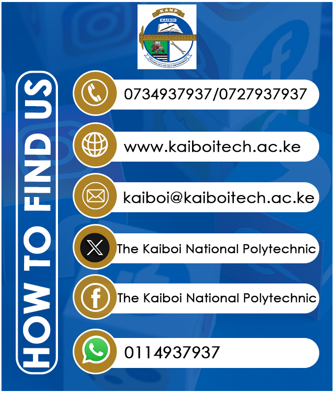 Find us on our official pages for all timely updates on #KANP #AdmissionsOpen #KaiboiPoly #BridgeToExcellence