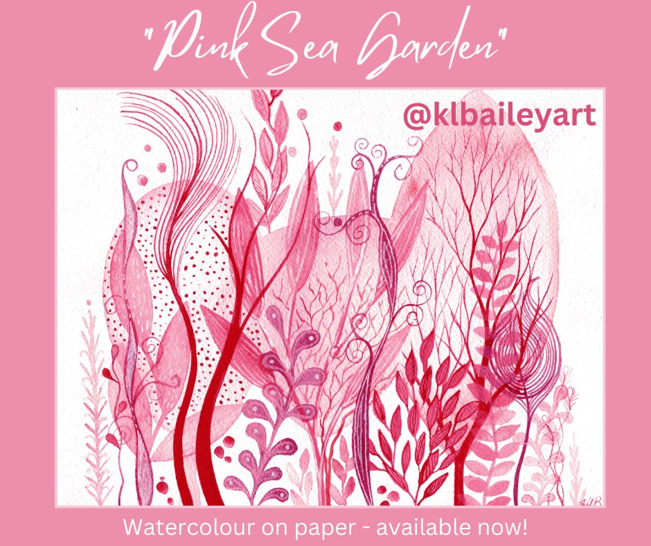 'Pink Sea Garden' - original watercolour painting on paper - #pinkart #australianart #intuitiveabstract