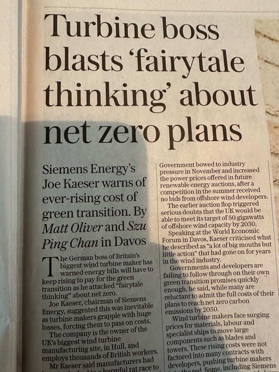 Siemens wind turbine boss blasts “fairytale thinking” about “least -cost” net-zero plans: 

‘Energy bills will have to keep rising to pay for the green transition’ via <a href="/Telegraph/">The Telegraph</a>