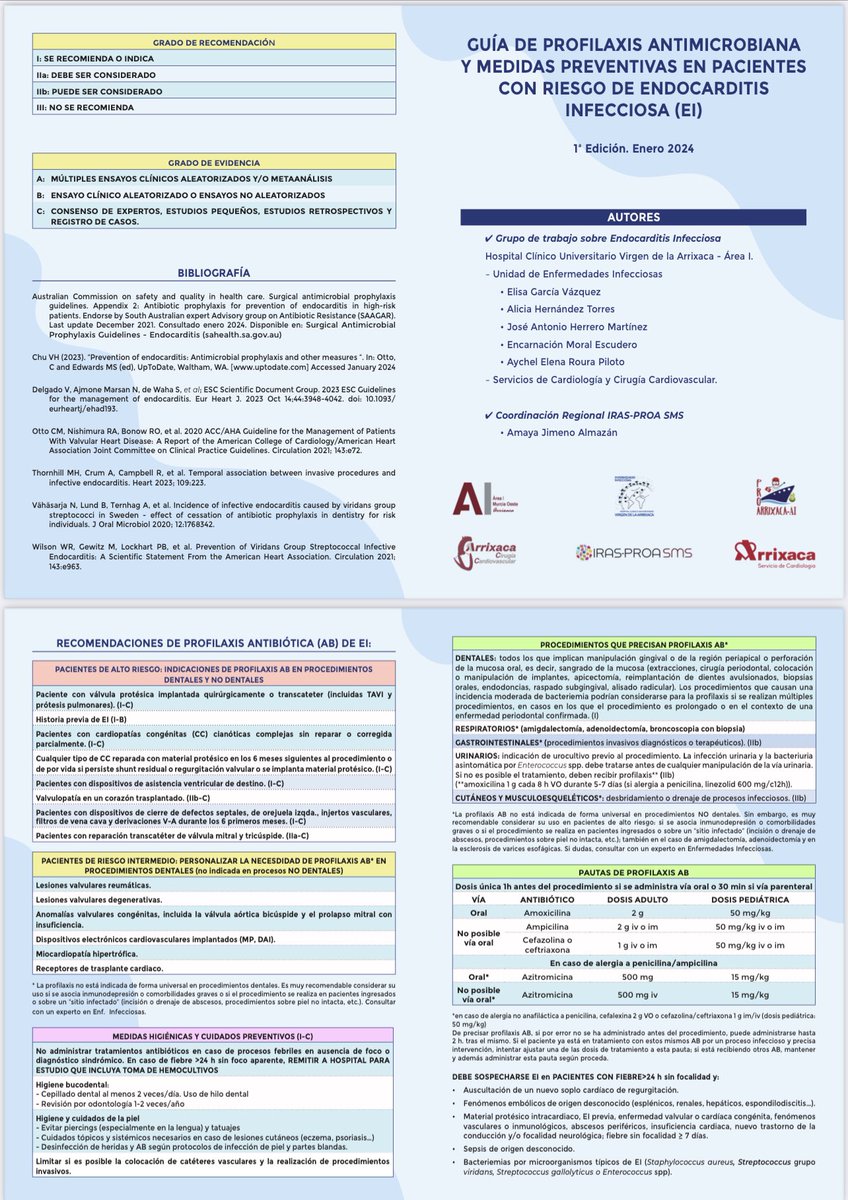 Desde el equipo de endocarditis <a href="/AreaUnoArrixaca/">Área 1 Arrixaca</a> hemos preparado en colaboración con #Proa regional estos 2 documentos. El díptico es para facultativos y el otro para pacientes.