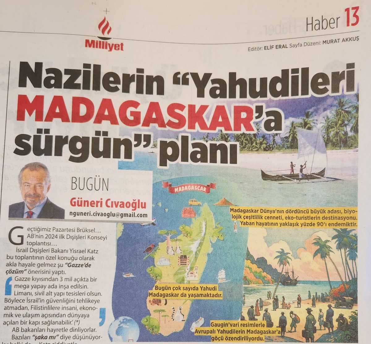 Gazzelilere sürgün planı yapanlar tarihten hiç ders almamışlar anlaşılan... #Uganda #Madagaskar #Afrika milliyet.com.tr/yazarlar/guner…