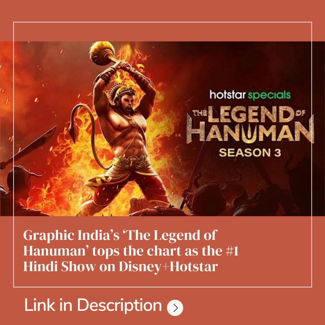 From legend to reality! The Legend of Hanuman claims the throne as the top Hindi show on Disney+Hotstar! LINK : indiantelevision.com/iworld/over-th… #HotstarSpecials #TheLegendOfHanumanS3 #disneyplushotstar #TheLegendOfHanumanOnHotstar @graphicindia