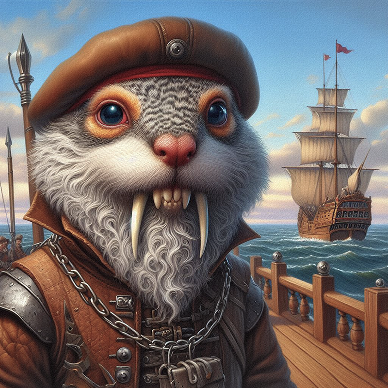 Unique character ZAMMANOL
opensea.io/assets/matic/0…

#NFT #creativity #funny #animals #fantasy #art #unrealworld #adventure #fiction #navigation #sailingships #frigates #captain #middleages