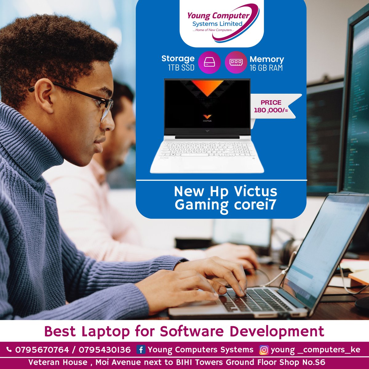 The New HP Victus Corei7 claims the top spot for software developers with its unmatched speed, efficiency, and overall excellence.
#softwaredeveopers #developerlaptops #laptopsforstudents #hplaptopskenya #newlaptop #youngcomputerssystems #refurbishedlaptops #hpvictus