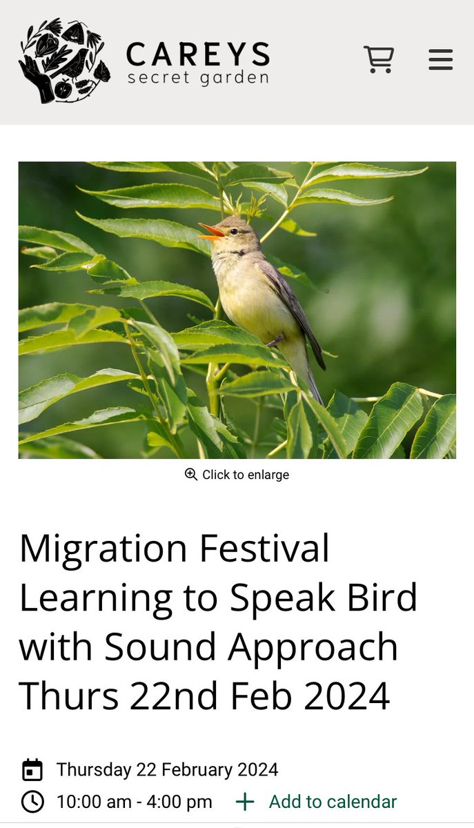 We’re delighted to be running a workshop on Learning to Speak Bird, presented by The Sound Approach team at @CareysSecret near Poole this February. Learn about bird sounds, how to identify them and an introduction to sound recording. Tickets are limited >> bookings.careyssecretgarden.co.uk/event/migratio…