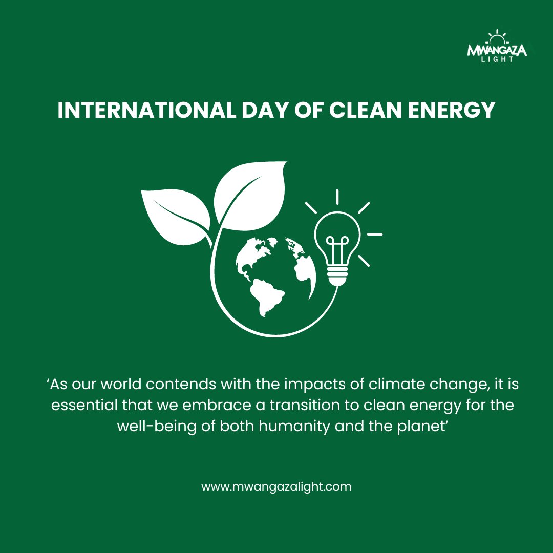 As we celebrate the first-ever #WorldCleanEnergyDay, let us be reminded that time is not on our hands, if we are to save our planet, the change needs to start now.  

#ClimateActionNow #CleanEnergyForAll #SDG7 #Goal7 #SDG13 #Goal13