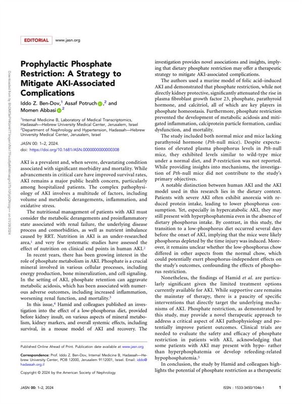 Our editorial in JASN about phosphate restriction to mitigate AKI associated complications doi.org/10.1681/ASN.00…