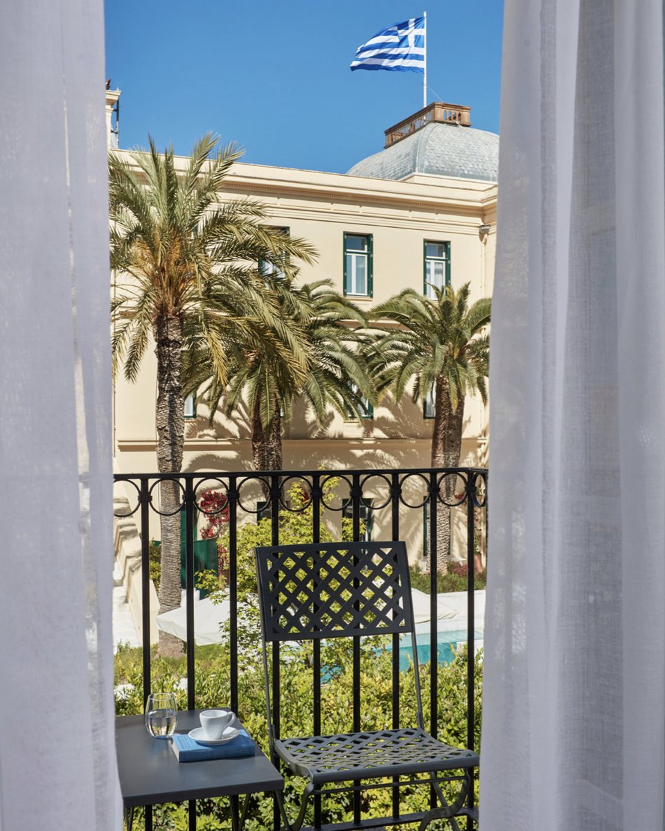 Experience tranquility on the balcony of your private sanctuary, where our heritage adds an elevated touch to your stay. #Poseidonion #Spetses #hotel #hospitality #historichotel #greece