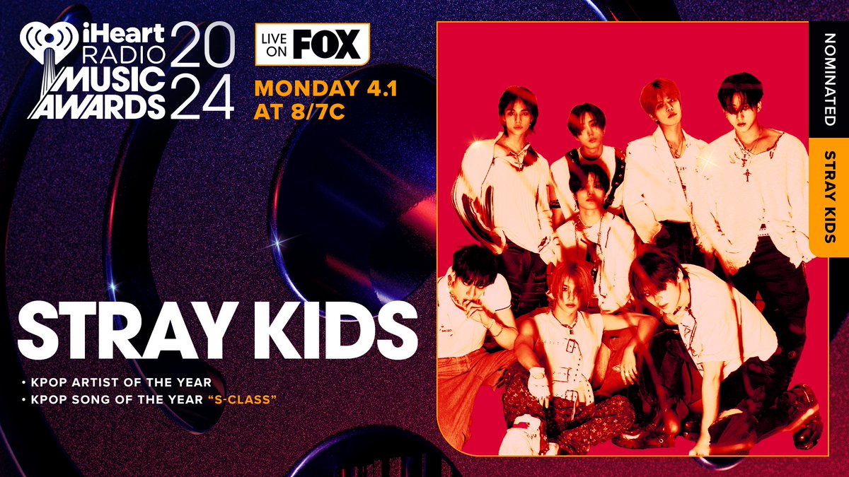 [iHeartRadio Music Awards]

We're so honored to be nominated at the 2024 #iHeartAwards 
STAY, thank you for your support! 💗

✨K-POP SONG OF THE YEAR
✨K-POP ARTIST OF THE YEAR

#StrayKids #스트레이키즈
#5_STAR #특 #S_Class
#YouMakeStrayKidsStay
<a href="/iHeartRadio/">iHeartRadio</a>