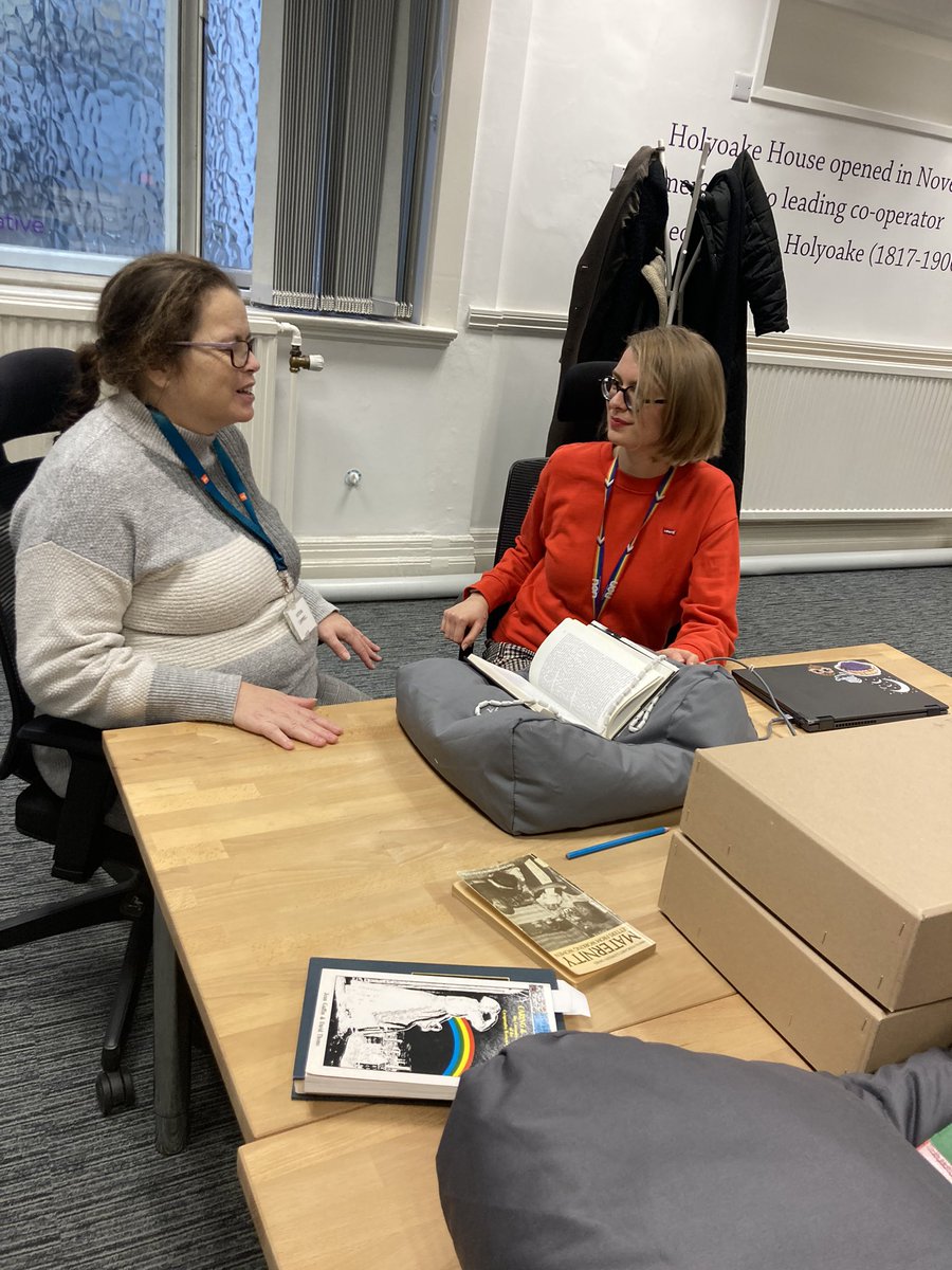 It was great to have a group from @archiveshub visit the archives @CoopHeritage yesterday. Had a tour then talked about how to best amend and add our descriptions, after a period of not being able to, which will make the collections better searchable and accessible #CoopArchive