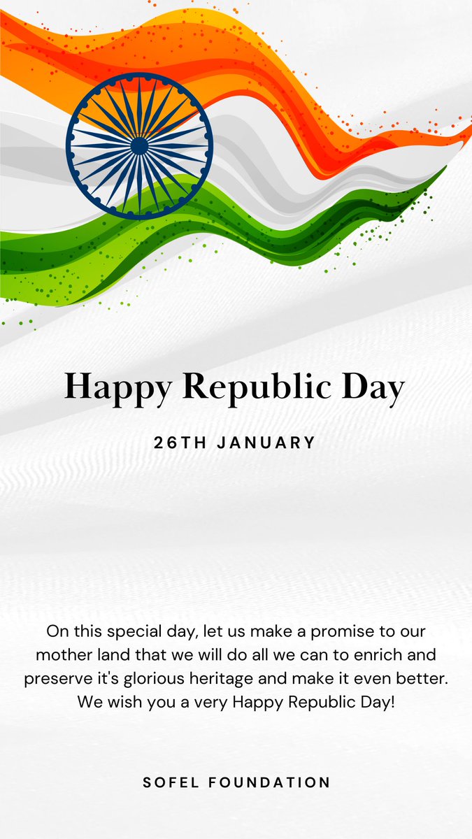 sofelfoundation's tweet photo. Happy Republic Day! 🇮🇳 
#RepublicDay #Republic #IndiaFrancefriendship #India #Sofel #SOFEL #SofelEdu #SofelCares #SofelFoundation #SofelIndia https://t.co/crpRi4vDCQ