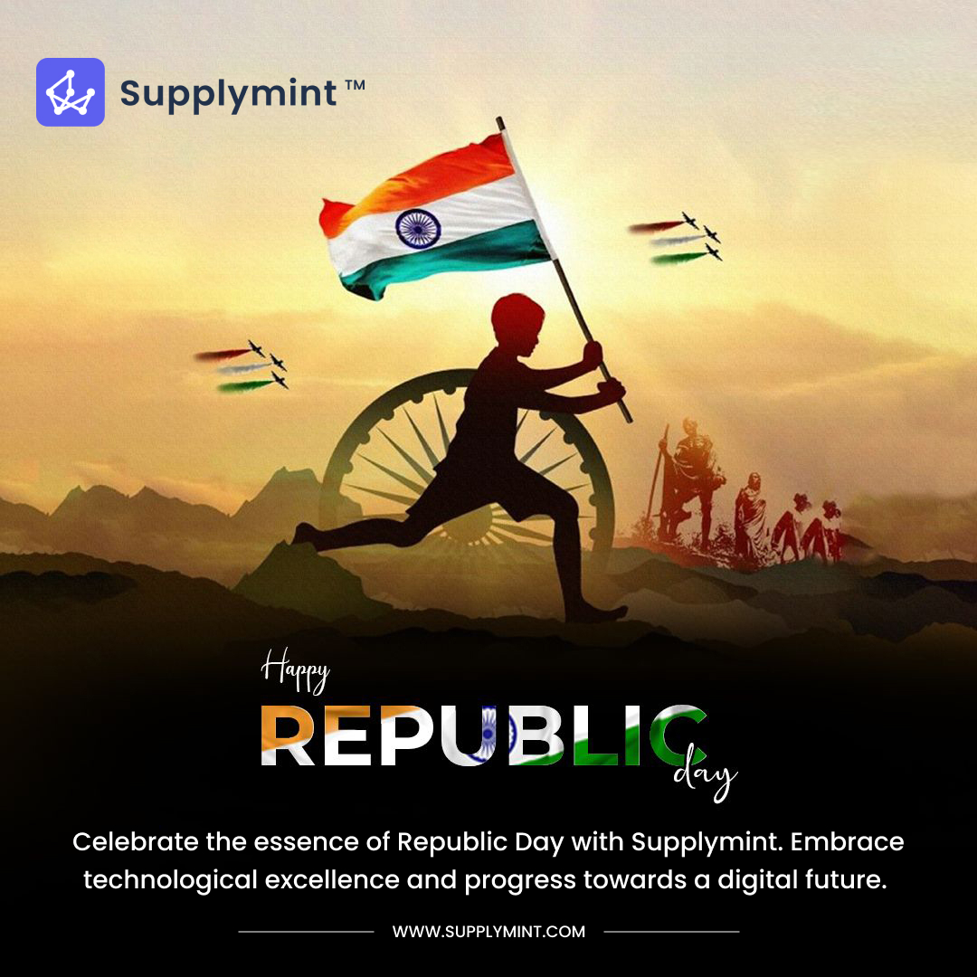 supplymint's tweet image. Happy Republic Day 🇮🇳
Empower your business with tech innovation as we honor the spirit of unity and progress. #RepublicDay #TechAdvancement #SupplyMintIT