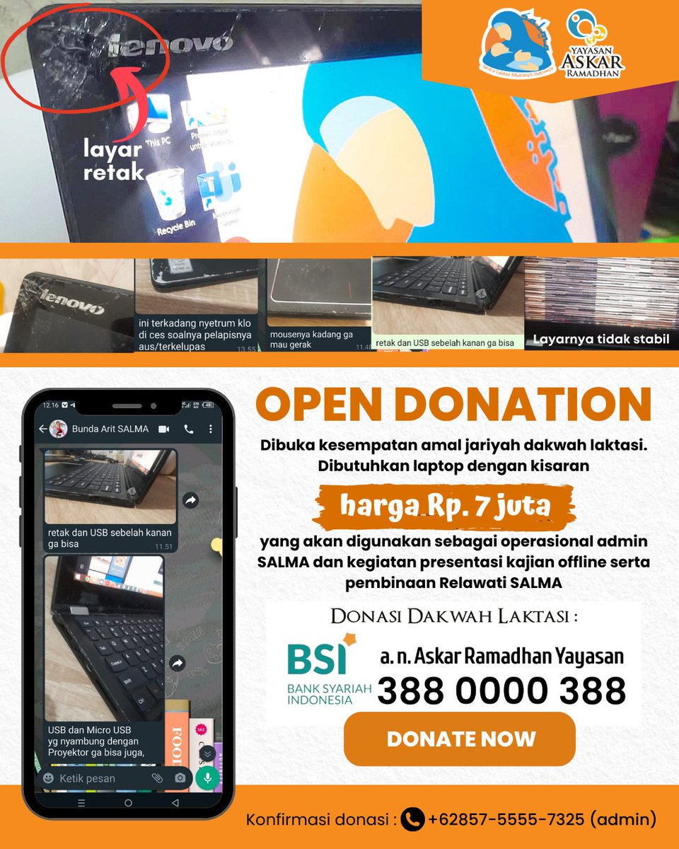 SALMA_askar's tweet photo. Peluang amal jariyah donasi dakwah laktasi
https://t.co/ltWM8AY5Ed
#asi #menyusui #laktasi #konselorlaktasi #konselorasi #sentralaktasimuslimah https://t.co/iJdVrjuMqX