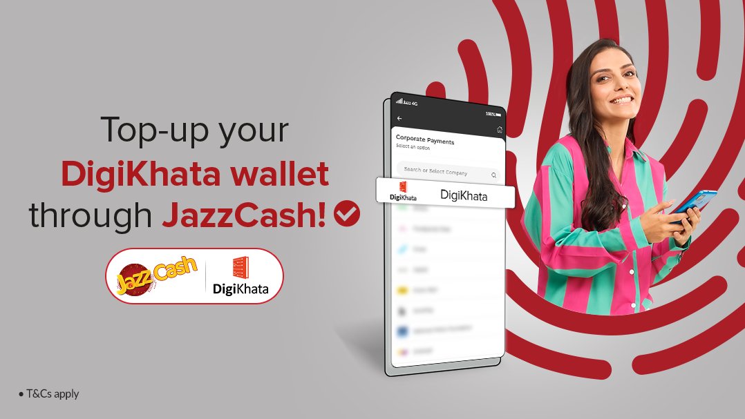 JazzCash's tweet photo. Unlock digital convenience! Top-up your DigiKhata wallet via JazzCash for convenient, efficient financial control at your fingertips. 💼💳
#JazzCashHaiNa #DigiKhata https://t.co/Id1DVJbS3R