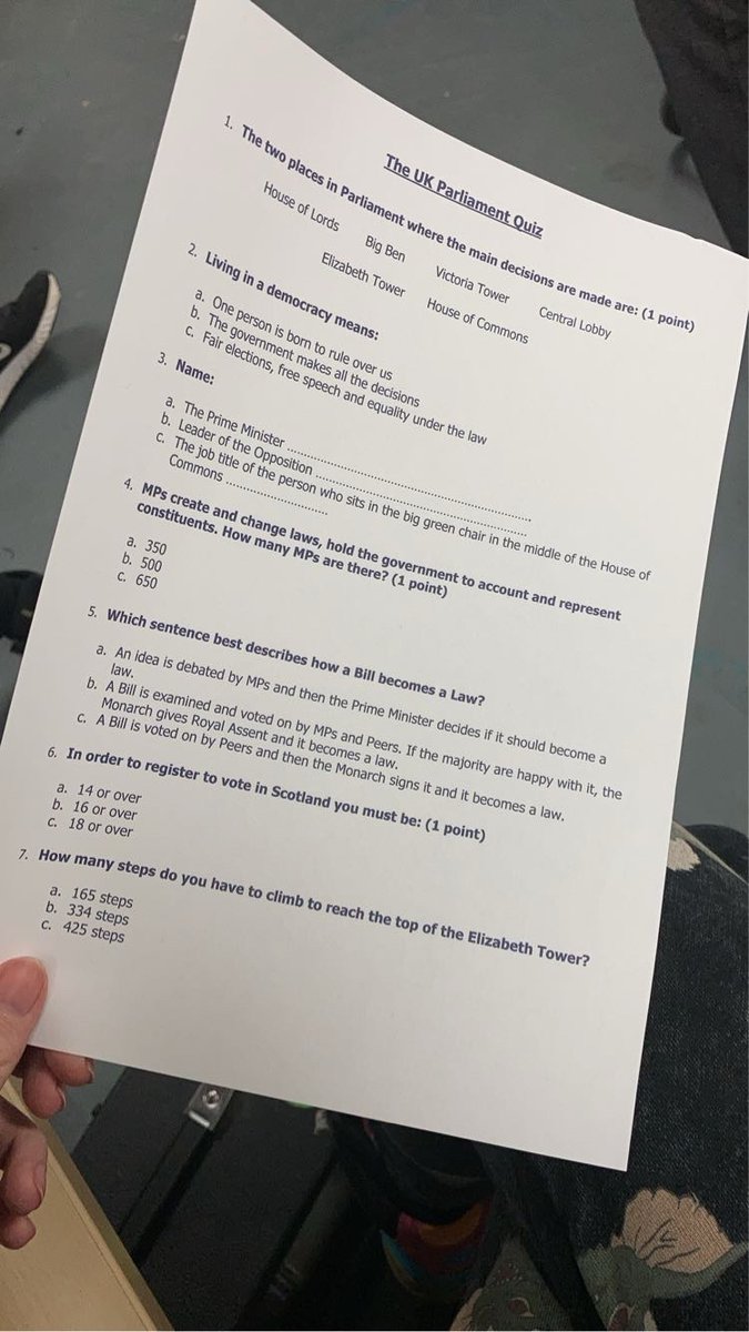 ConnectAlloa's tweet photo. We had a great session with Philippa from the UK Parliament where we learned about how bills become laws, what rights we have and much more! Let us know how you’d do on the quiz 😉
#connectalloa #youthparliament #educationalsession https://t.co/7JKVPBuT6J