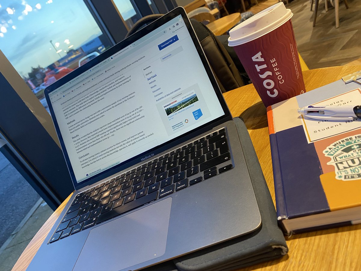 In @CostaCoffee since 07:00, reading more around care planning evidence-based practice… not a bad start to the day! #fridaymorning #earlyrisersclub #research #reading #studentnurse #ADN601 #primarycare #careplanning #peerreviews #FridayMotivation