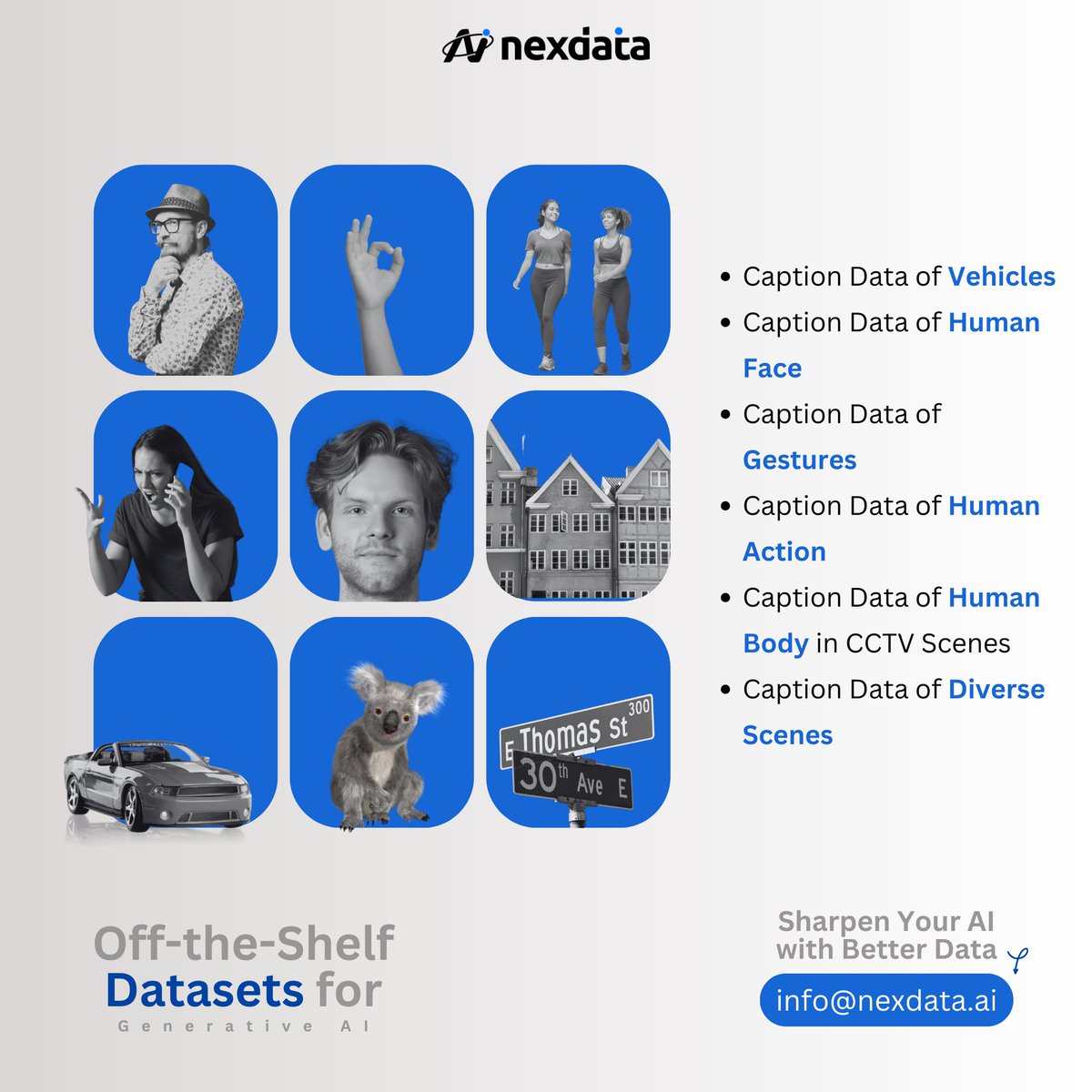 nexdata_ai's tweet photo. What kind of data do Gen-AI need?
High Quality
Large-Scale
Diversity
Find Doris here to download the free Gen-AI data sample!
#LLMs #genai #generativeai #ai #data #nexdata #dataset #imagecaption https://t.co/v4HZF95MHX