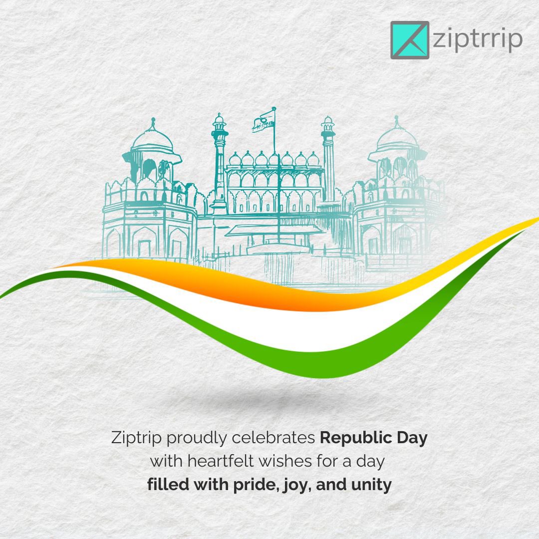 info_ziptrrip's tweet photo. Ziptrrip proudly celebrates Republic Day with heartfelt wishes for a day filled with pride, joy, and unity. 🇮🇳 #ZiptrripCelebrates #RepublicDayPride #JoyfulUnity #IndianHeritage #Nationalspirit #PatrioticMoments #UnityInDiversity #FlagUnfurls #HeartfeltWishes #ProudToBeIndian https://t.co/KGqtbP7x6p