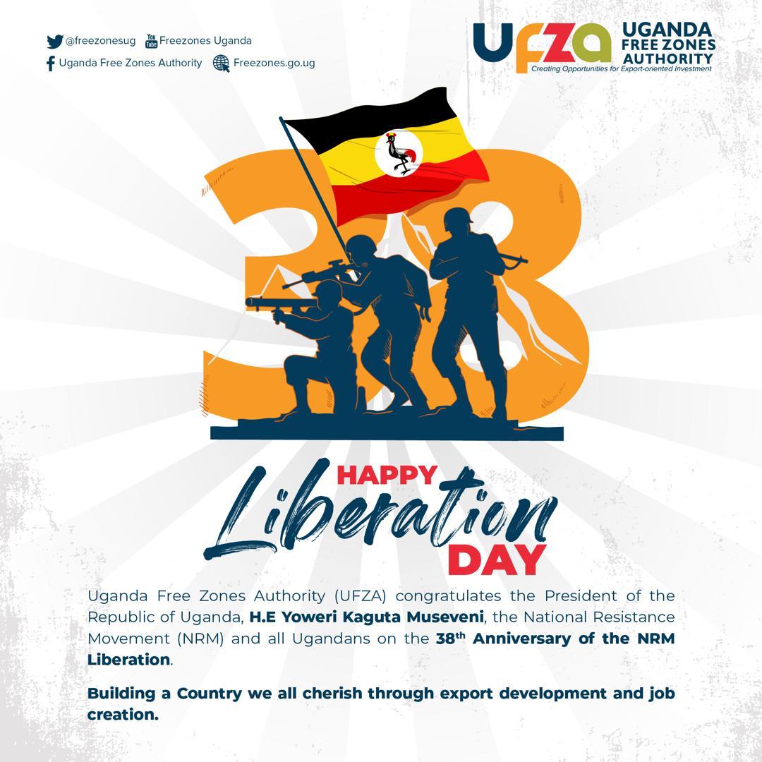 We congratulate the President of the Republic of Uganda, @KagutaMuseveni , the @NRMOnline, and all Ugandans on the 38th Anniversary of the NRM Liberation. Building a country that we all cherish through export development and job creation.