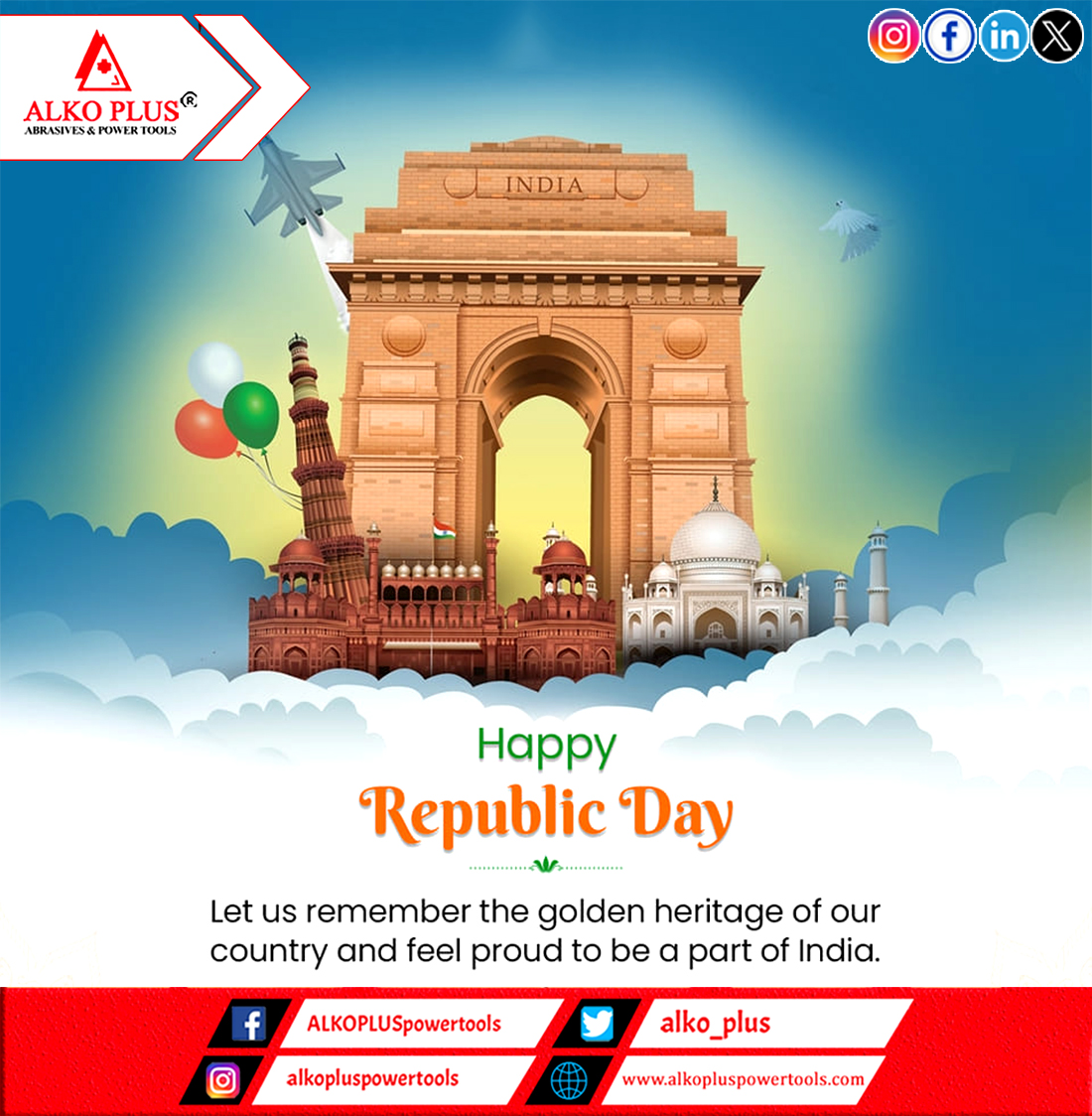alko_plus's tweet photo. Wishing you and your family a Happy Republic Day. May the flag always symbolize the strength, unity, and pride of our great nation. 📷 https://t.co/8EmEWFpO3b