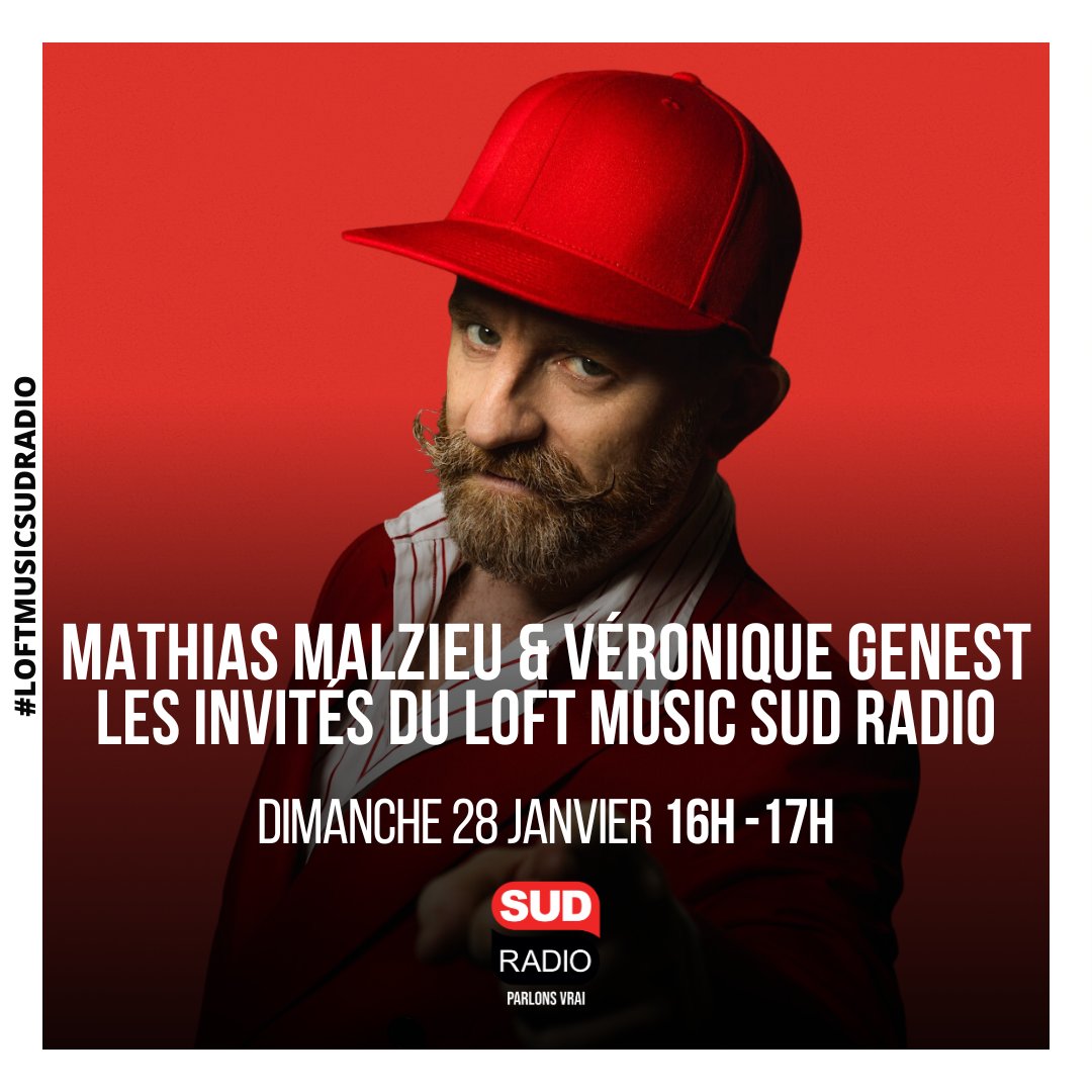 📣 Mathias Malzieu (Dionysos) et Véronique Genest sont les invités d'Yvan Cujious, ce dimanche 28 janvier de 16h à 17h dans le #LoftMusic sur Sud Radio !

#SudRadio #mathiasmalzieu #VeroniqueGenest #loftmusicsudradio