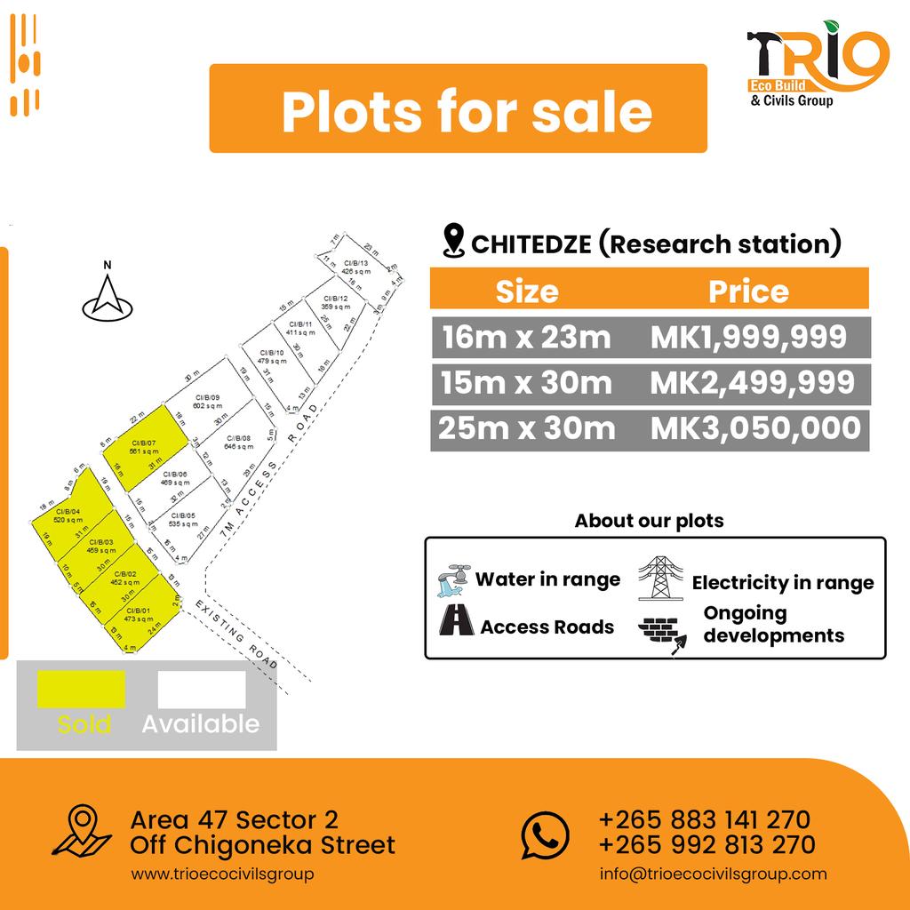 TrioEcobuild's tweet photo. Anzanu akugula malo inuso gulani anu.
Sucure it today and build tomorrow.
#plots available 
Contact us +265 0883 14 12 70 https://t.co/EmvTNDqVdO