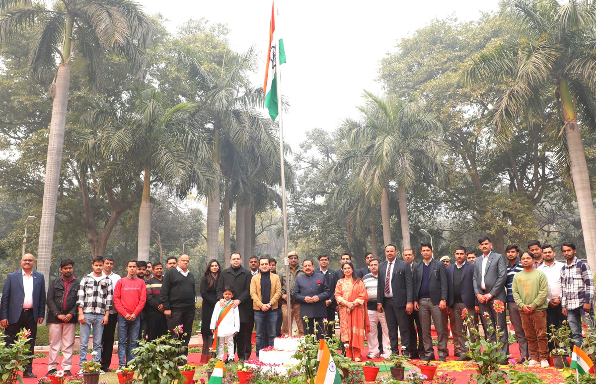 #RepublicDay flag hoisting at my New Delhi residence. #RepublicDay2024 #26January2024