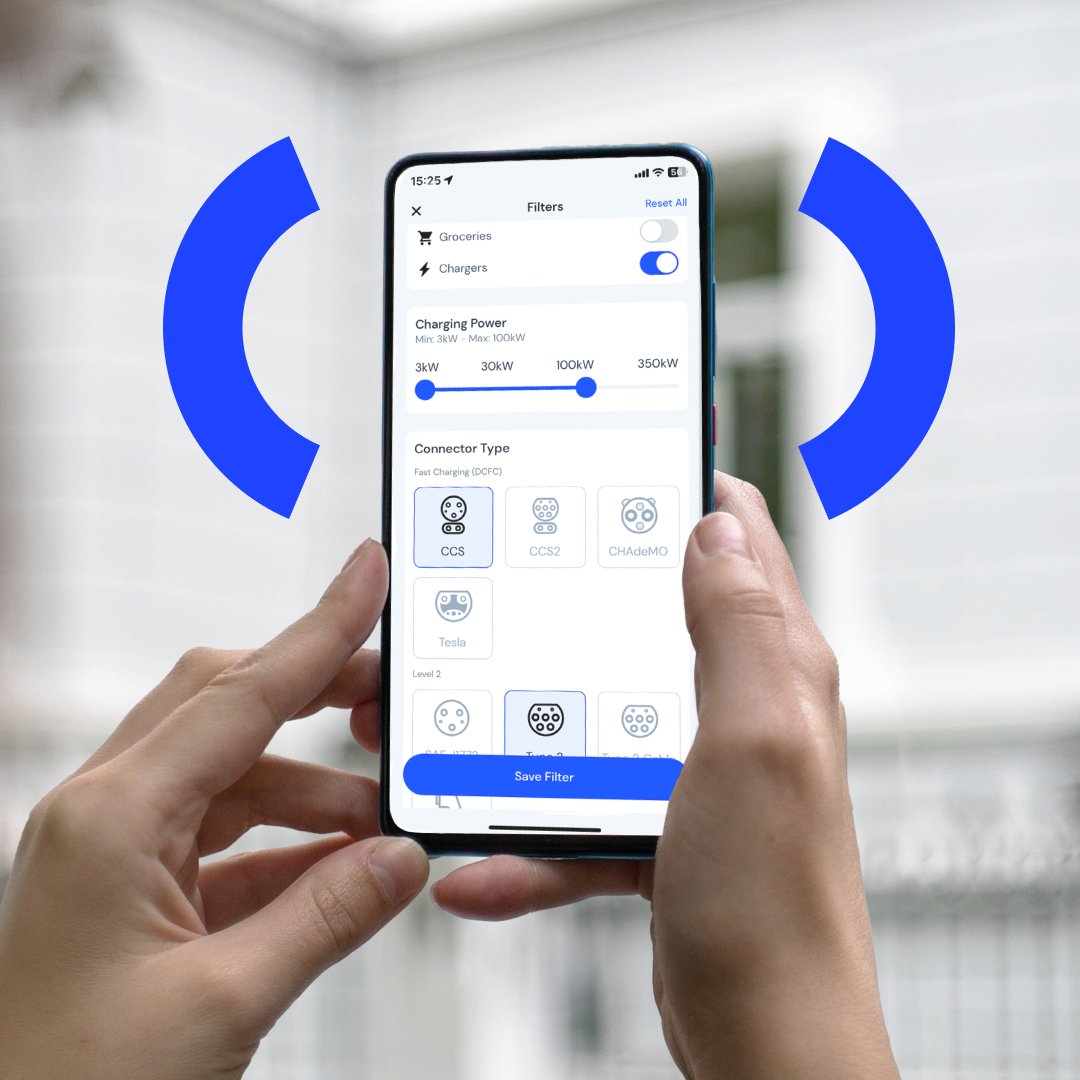 🚀Discover unmatched convenience with our advanced EV filters. Perfect charger? Just a tap away! Choose by connector &amp; power. Charge smarter, not harder! ⚡️🚗 #EVcharging #Bluedot #ElectricVehicles