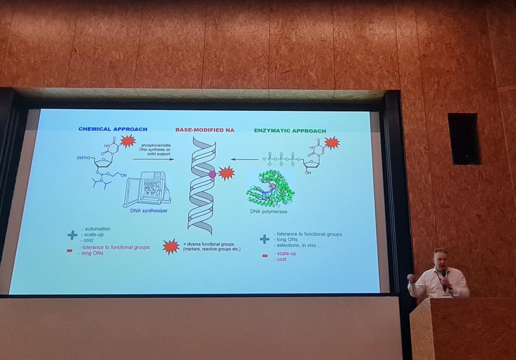 The last day of @SCF_ChemBio meeting starts with a plenary talk by Michal Hocek @hocekm on chemical modifications of nucleic acids and their magic in live cells.