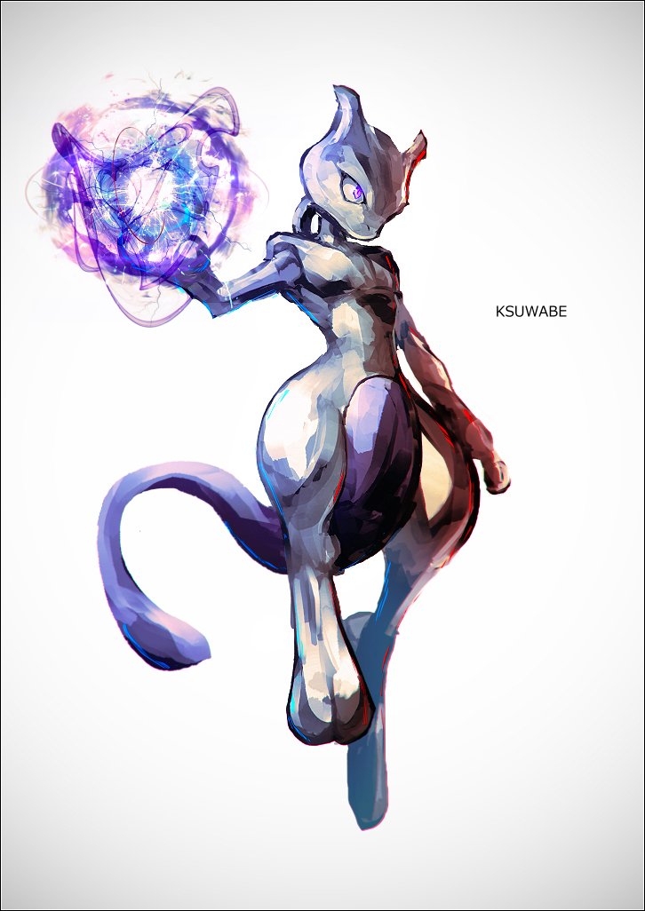 mewtwo pokemon (creature) solo purple eyes no humans full body white background character name  illustration images