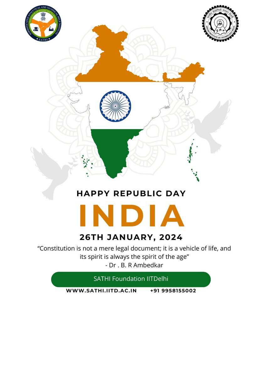 Happy Republic Day Today, we celebrate 75th year of vibrant democracy, built on sacrifices of countless freedom fighters. We reaffirm our commitment to nurturing innovation & entrepreneurship for a stronger, more inclusive India. 🇮🇳 #RepublicDay2024 #JaiHind #InnovationForIndia