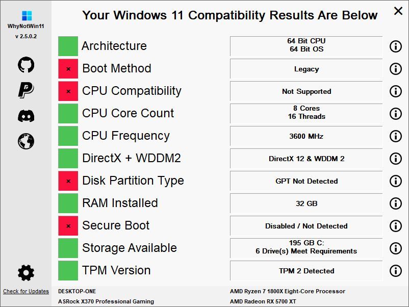 david_das_neves's tweet image. Migrating to Windows 11? Check this valuable prep tool.
[Repo] WhyNotWin11 - Detection Script to help identify why your PC isn&apos;t Windows 11 Release Ready. Now Supporting Update Checks!
github.com/rcmaehl/WhyNot… 

#Windows11 #Compatibility #shiftavenue