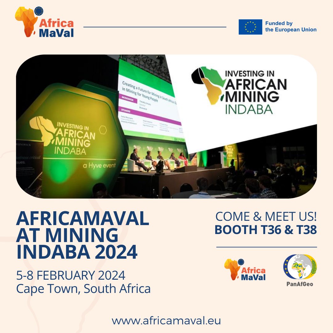AfricaMaVal (@africamaval) on Twitter photo 🌍 Exciting News! <a href="/AfricaMaVal/">AfricaMaVal</a> is thrilled to participate in <a href="/MiningIndaba/">Mining Indaba</a>.
🚀Join us from 5-8 February at Booth T36 & T38 to discuss with our experts and discover <a href="/AfricaMaVal/">AfricaMaVal</a> & <a href="/PanAfGeo/">PanAfGeo-2</a> ambitions for a more sustainable mining future.
t.ly/xj5Zl
#MI24 🌍 Exciting News! <a href="/AfricaMaVal/">AfricaMaVal</a> is thrilled to participate in <a href="/MiningIndaba/">Mining Indaba</a>.
🚀Join us from 5-8 February at Booth T36 & T38 to discuss with our experts and discover <a href="/AfricaMaVal/">AfricaMaVal</a> & <a href="/PanAfGeo/">PanAfGeo-2</a> ambitions for a more sustainable mining future.
t.ly/xj5Zl
#MI24