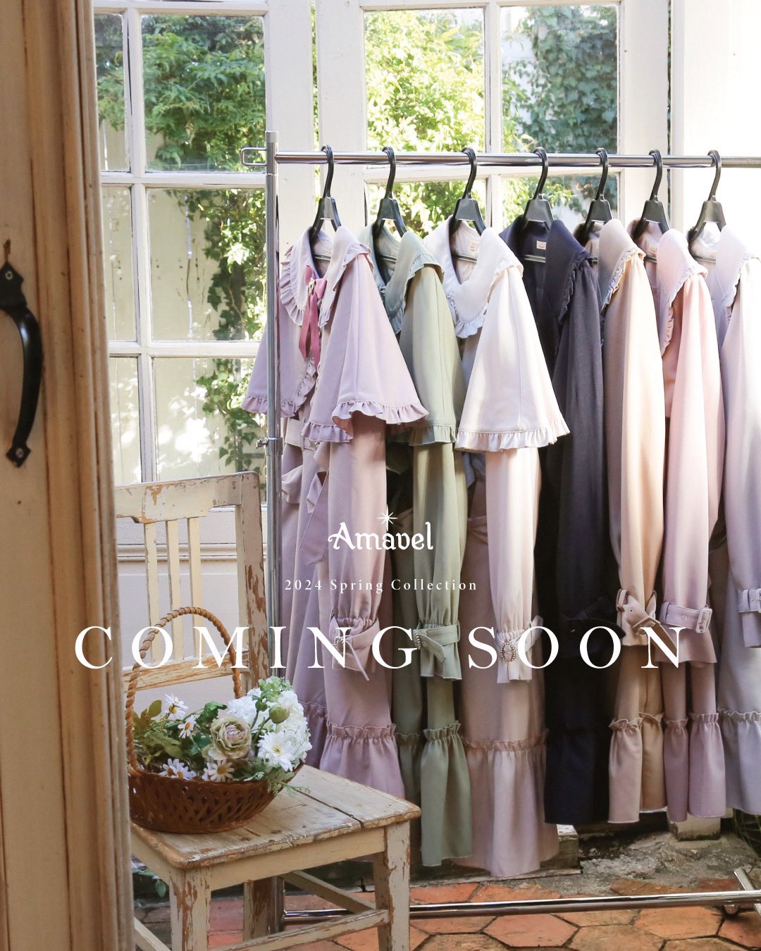 【Amavel】 Dolly Ribbonケープトレンチコート ピンク Amavel】 Dolly Ribbonケープトレンチコート ピンク