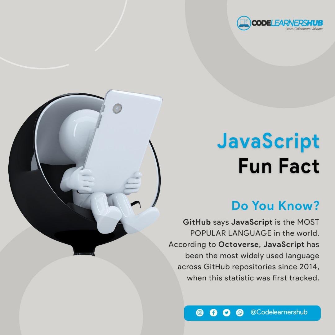 CodelearnersHub's tweet photo. #Friday Feeling with our fun-fact on #JavaScript

#js #clh #softwaredeveloper #webdeveloper #SoftwareEngineer https://t.co/CeC5jZvoia