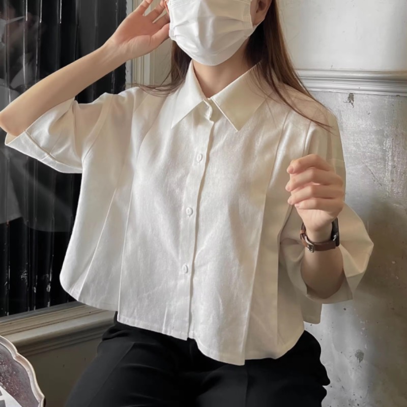 MaeoPhim's tweet photo. um.mmh | petit gyou🎀  เสื้อเชิ้ตครอปแขนสั้น แต่งแล้วให้ลุคชิวๆ คิ้วๆ น่าร้ากก 💗✨