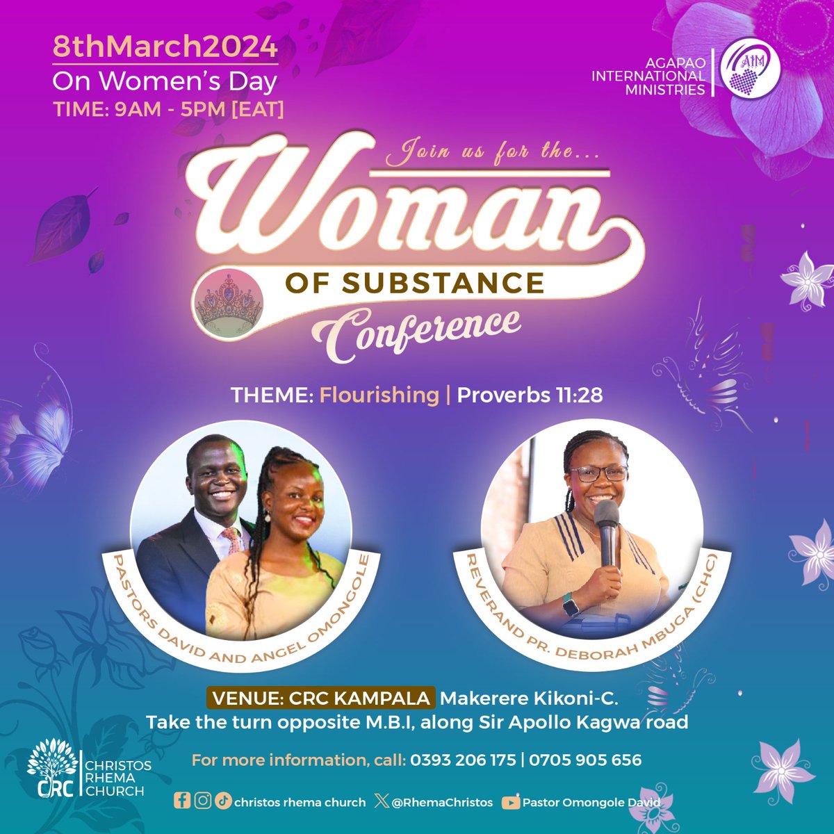 RhemaChristos's tweet photo. WOMAN OF SUBSTANCE CONFERENCE 2024
This is to all Ladies 🔊

The meeting that has groomed and equipped many ladies is here💃

Plan to attend on
🗓️8th /March /2024

💒CRC in Makerere Kikoni C

Expect to be transformed for the best.

Remember to invite all your female friends. https://t.co/6Vd1GXE3ld