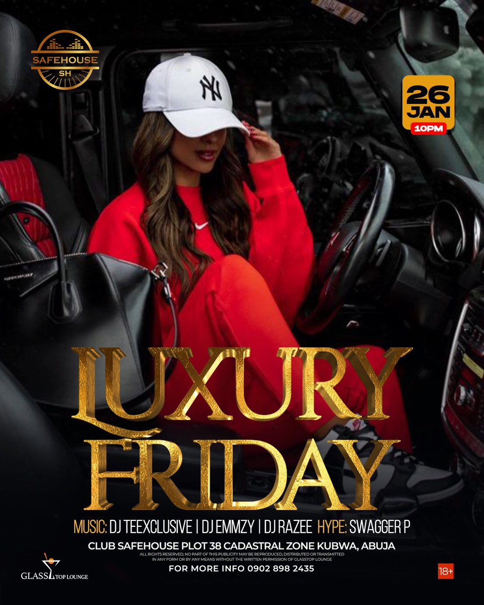 Join us tonight at @glasstoplounge_abuja bush bar for an extraordinary live band performance by the talented <a href="/R/">Rex Hammock</a>-Martins. Also Be prepared to indulge in the ultimate luxury Friday night experience at @safehouse_abj club 10 pm. Don’t miss out
#SafeHouseABJ #GlasstoLoungeAbuja
