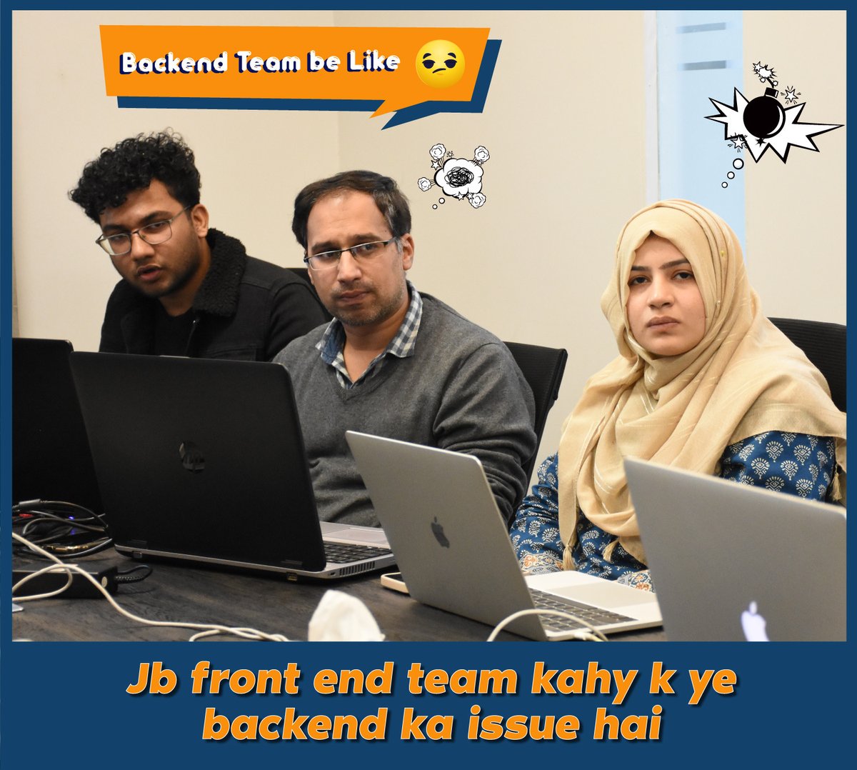 bits_tan's tweet image. When the Front End team blames the Back End... and the Back End team's reaction is a masterclass in eye-rolling 🙄😂
#DeveloperDrama #FrontEndVsBackEnd #CodingComedy #corporatelife #tanbits #memeoftheday
