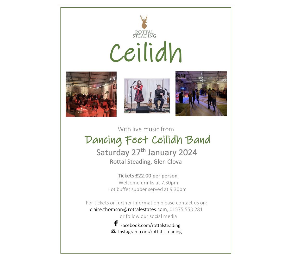 There are still a few tickets available for our Rottal Ceilidh tomorrow evening 🏴󠁧󠁢󠁳󠁣󠁴󠁿🎻🎶 It’s family friendly, tickets cost £22 (£10 for children) and it’s sure to be a fun evening! Please email claire.thomson@rottalestates to purchase your tickets now.