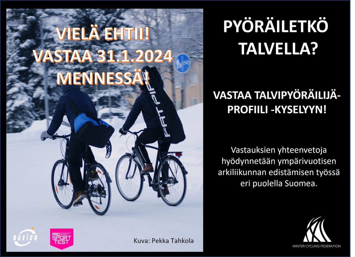 Vielä ehtii vastaamaan! 
Linkki kyselyyn:
form.typeform.com/to/PuJh0gL1?ty…
<a href="/pyorailykunnat/">Pyöräilykuntien verkosto</a> <a href="/pyoraliitto/">Pyöräliitto</a>