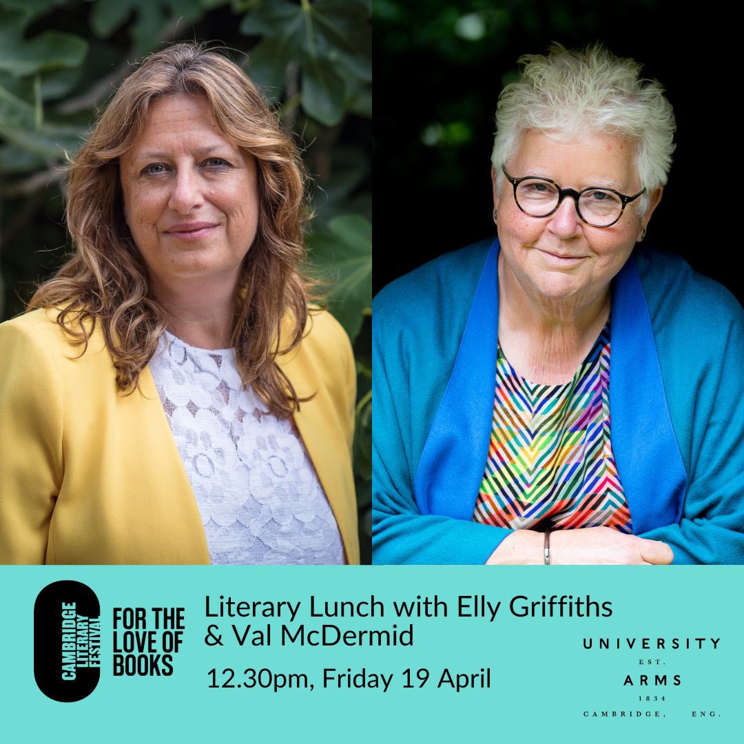 Food, drink and @valmcdermid. Who could ask for more? And I’ll be there too. Join us for a literary lunch @camlitfest