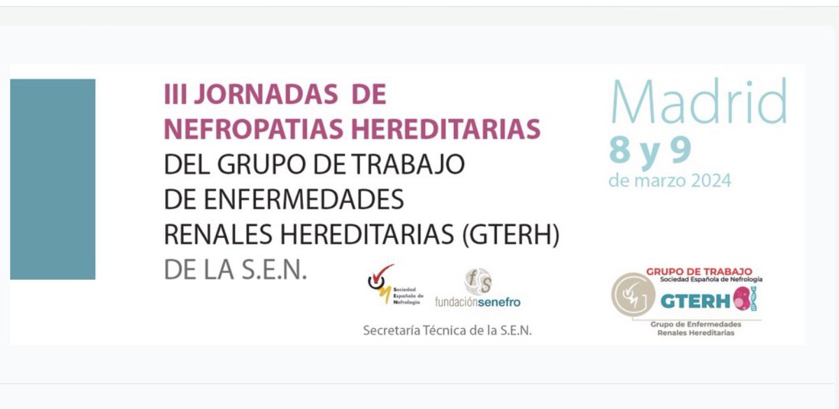 Mónica Furlano (@m_furlano) on Twitter photo 📆Save the date: 8 y 9 de marzo en Madrid!
🧬Los invitamos a las III Jornadas de enfermedades renales hereditarias del #GTERH de <a href="/SENefrologia/">S.E.N. Nefrología</a> 🧬<a href="/senjoven/">JovSEN</a>
🚄✈️A medio camino de todos! 🚕🚗
💪🏻Deadline envío casos clínicos: 11/02/2024
📧reunion_GTERH@senefro.org 📆Save the date: 8 y 9 de marzo en Madrid!
🧬Los invitamos a las III Jornadas de enfermedades renales hereditarias del #GTERH de <a href="/SENefrologia/">S.E.N. Nefrología</a> 🧬<a href="/senjoven/">JovSEN</a>
🚄✈️A medio camino de todos! 🚕🚗
💪🏻Deadline envío casos clínicos: 11/02/2024
📧reunion_GTERH@senefro.org