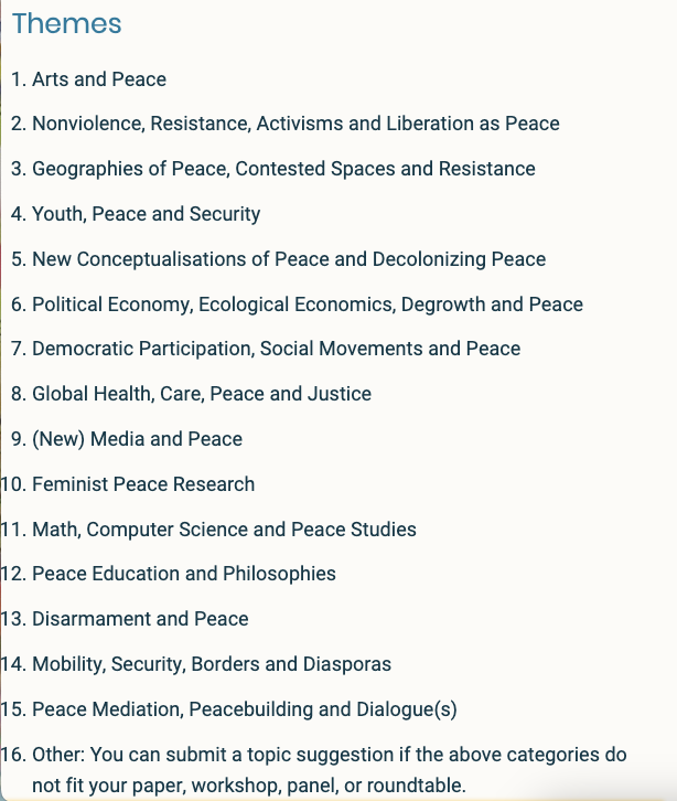 <a href="/euprapeace/">European Peace Research Association (EuPRA)</a> wow, I thought the utopias topic was just a panel, but it is the whole conference theme! Check out the amazing selection of topics that you can contribute with. euprapeace.org/events/confere…