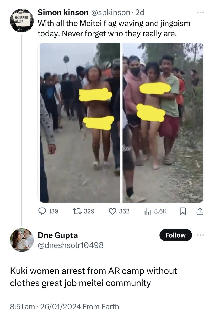 TahchapaBoi's tweet photo. This is the objectification and racial profiling Kuki Zo women are dealing with! 
Where the Meitei community mock our women and the India Army. (Assam Rifles)

Happy 75 year Republic day India 🇮🇳 https://t.co/J9X2EsWZsm