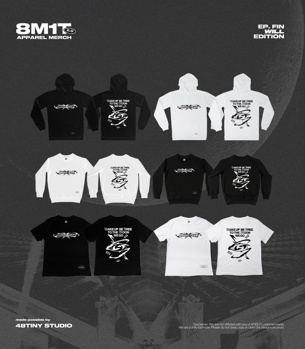 foratinystudio's tweet photo. PREORDER OPEN ⌇ ATEEZ
8 MAKES 1 TEAM Apparel Merch 💥

⋆ dop: feb. 9 - 10, 6pm
⋆ php130 ~ 950
⋆ size up to 4XL
⋆ open for int'l gos
⋆ fanmade goodies!

more details in form ⤵️
🛒: https://t.co/G3uNtdYqML https://t.co/RjHSmc2kty