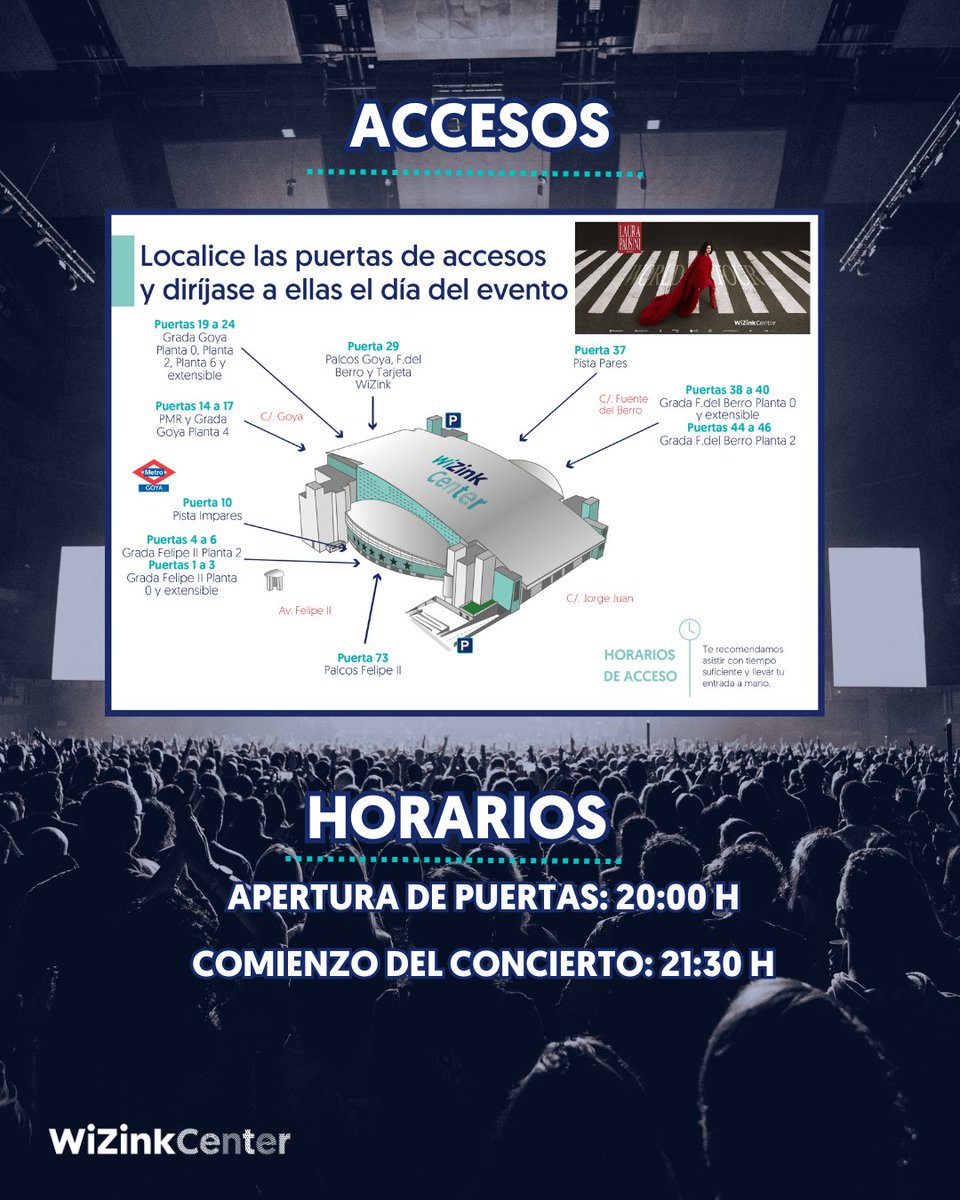 MovistarArenaEs's tweet photo. 🔴 ¡ @LauraPausini trae hoy su tour mundial al #WiZinkCenter!

¡Consulta los accesos y horarios para el concierto aquí! https://t.co/9gzMzbhGOA