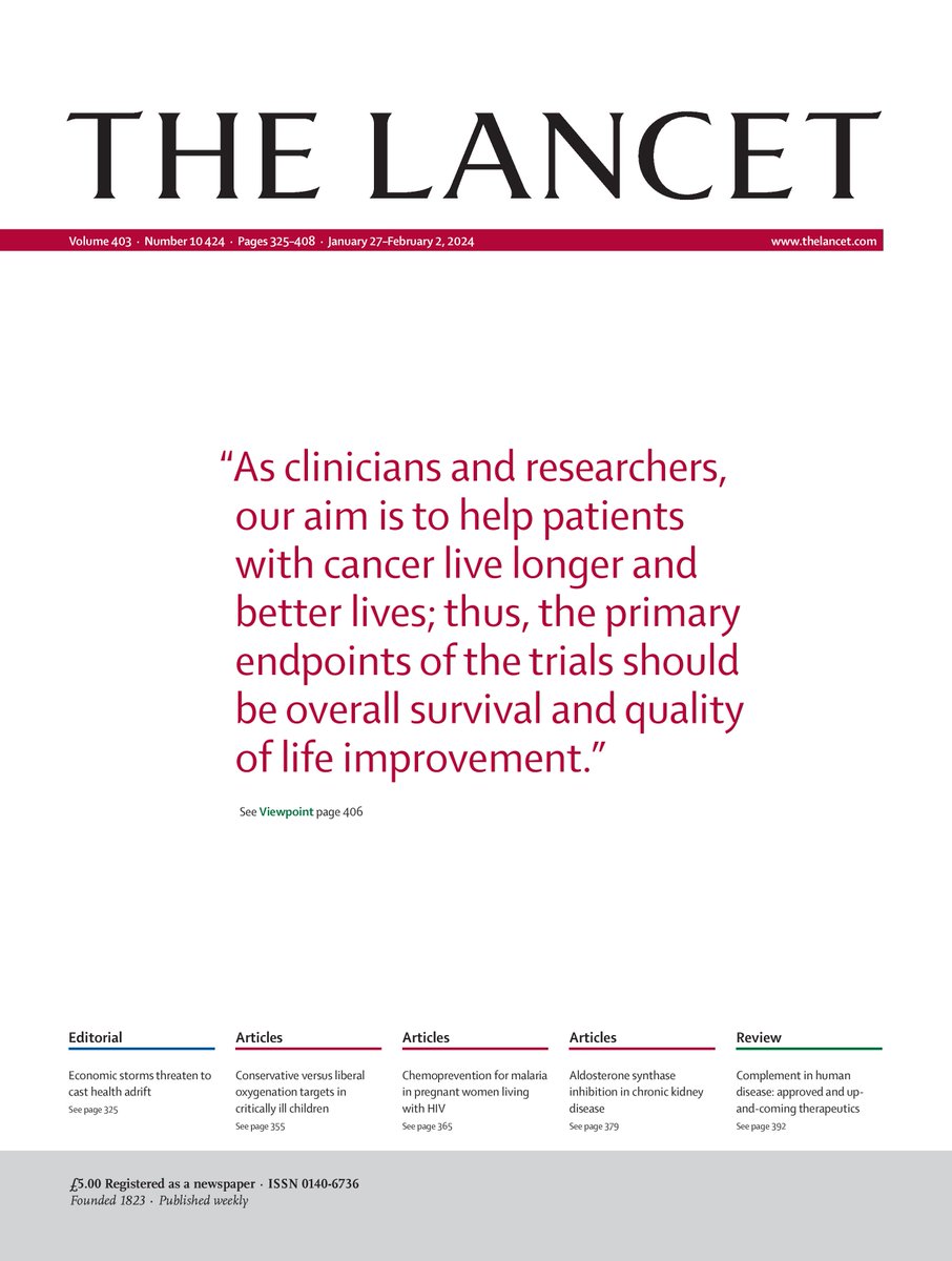 On our cover this week ⬇ A Viewpoint on the need for pragmatic, affordable, and practice-changing real-life clinical trials in #oncology: bit.ly/495NtC6 Full issue in thread 🧵